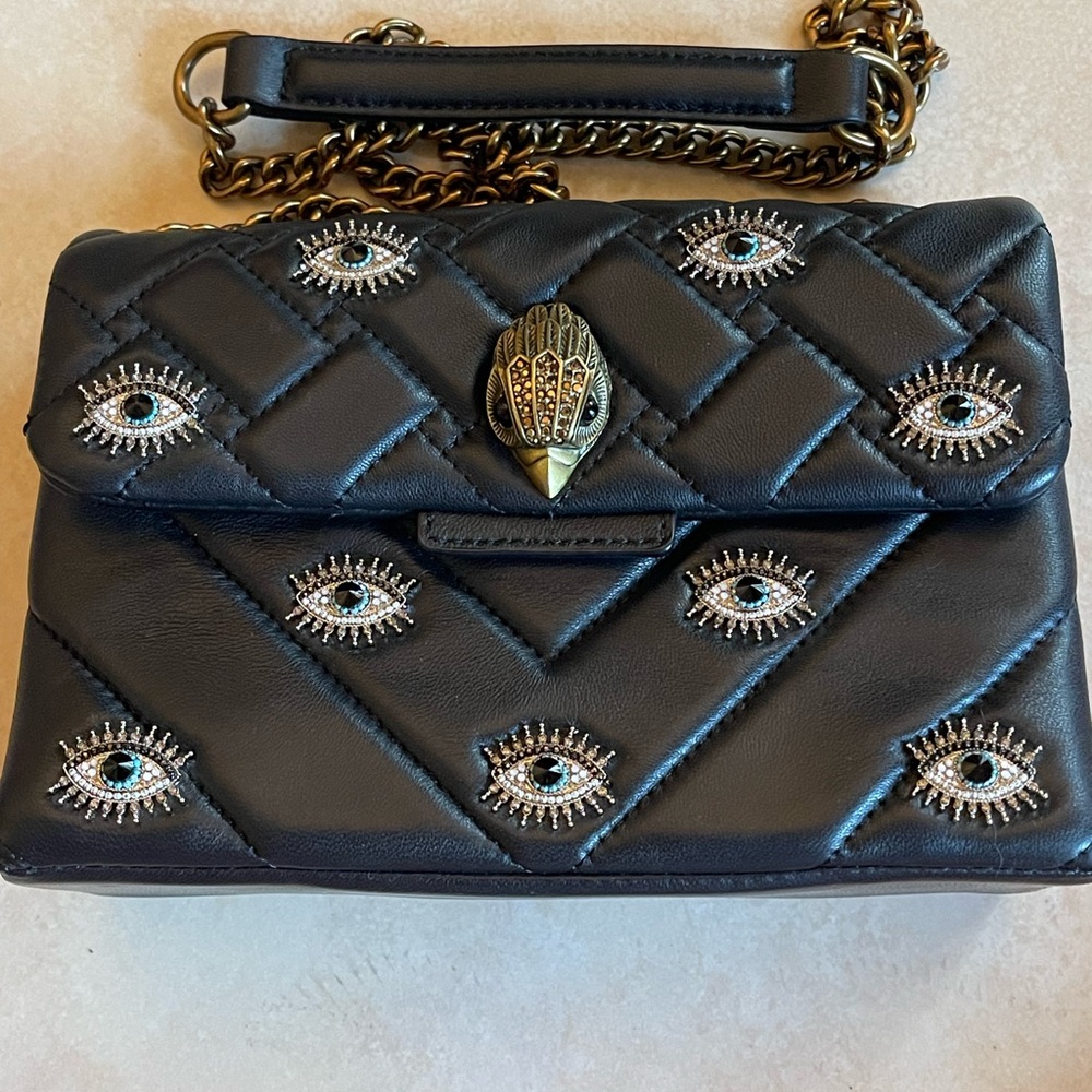 Kurt Geiger Black Quilted Eye-Embellished Shoulder Bag